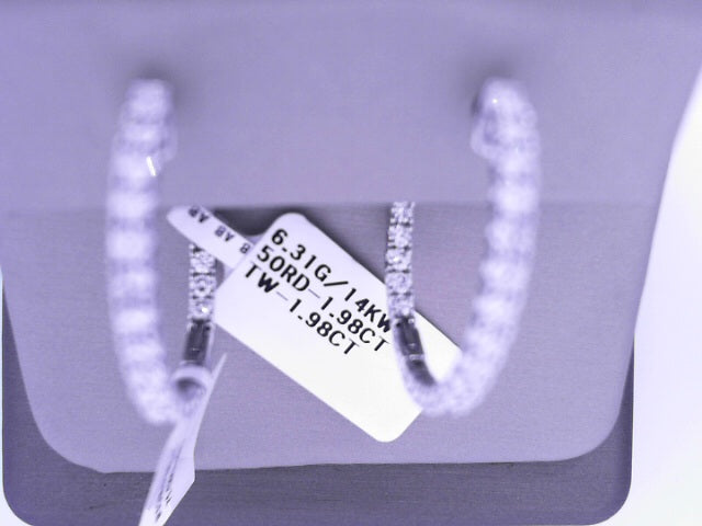 14K WHITE GOLD 1.98 IN AND OUT HOOP EARRINGS