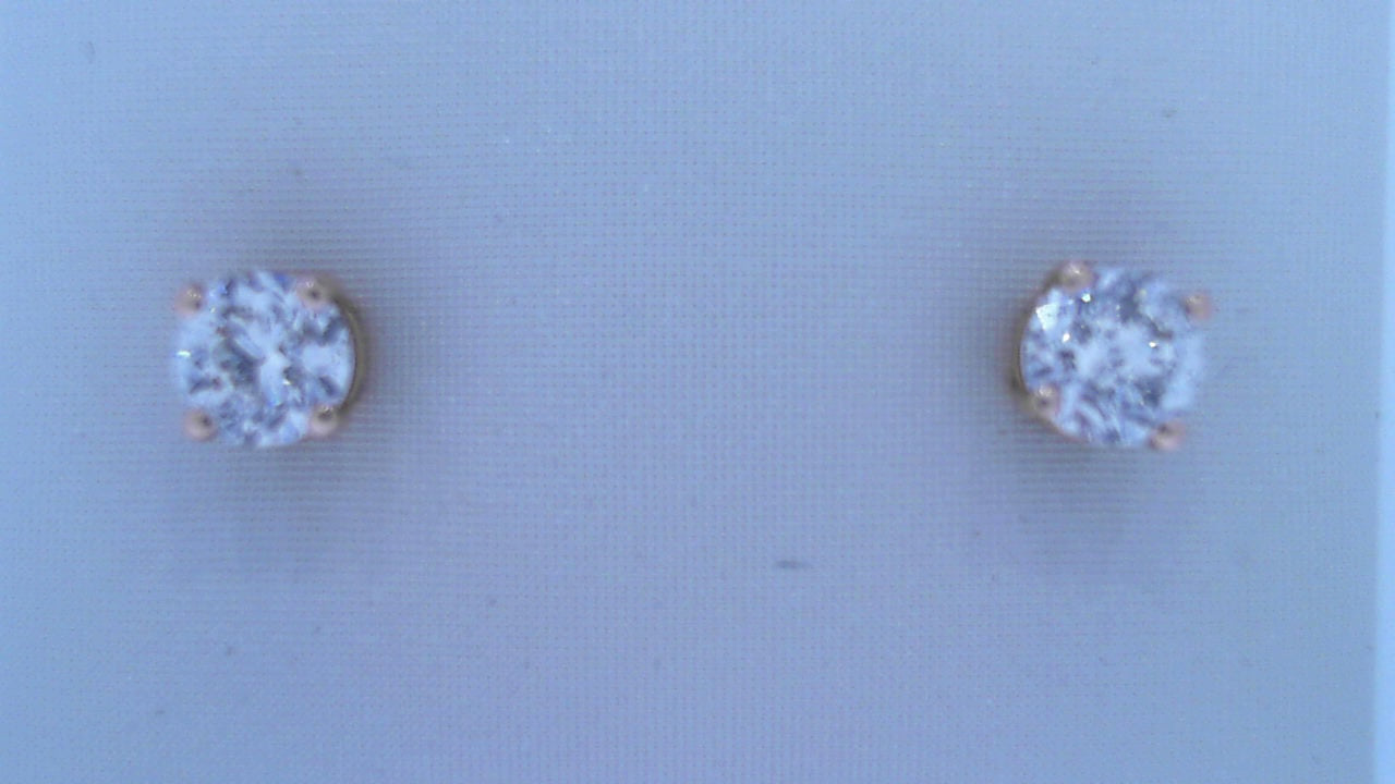 Diamond Stud Earrings 1.0cttw Round 14K Rose Gold