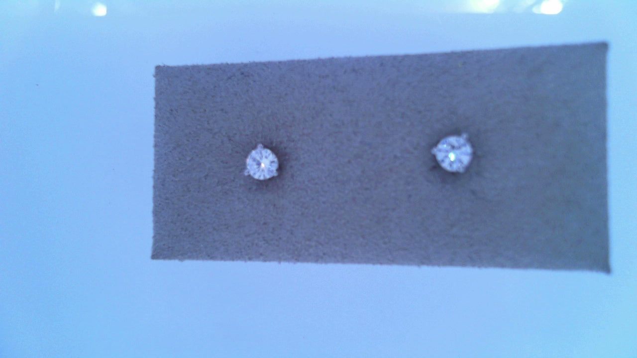Moissanite Stud Earrings, 1/2cttw Round 14K White Gold