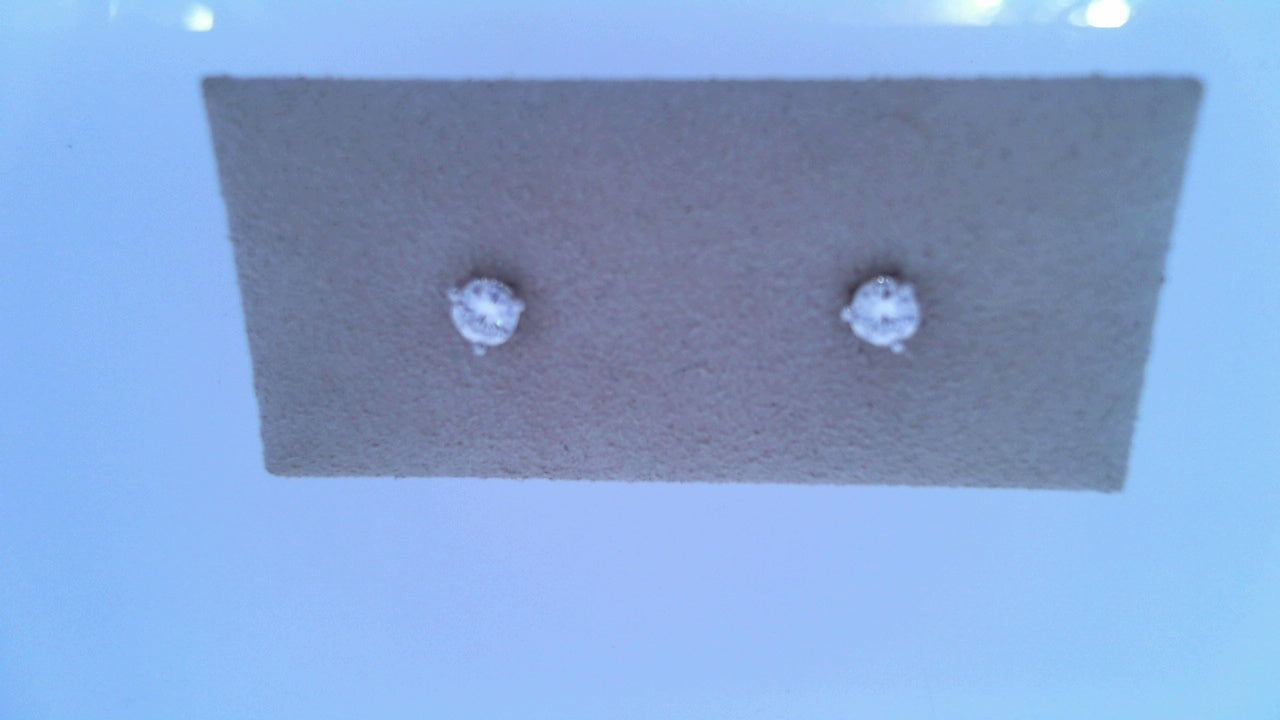 Moissanite Stud Earrings, 1/2cttw Round 14K White Gold