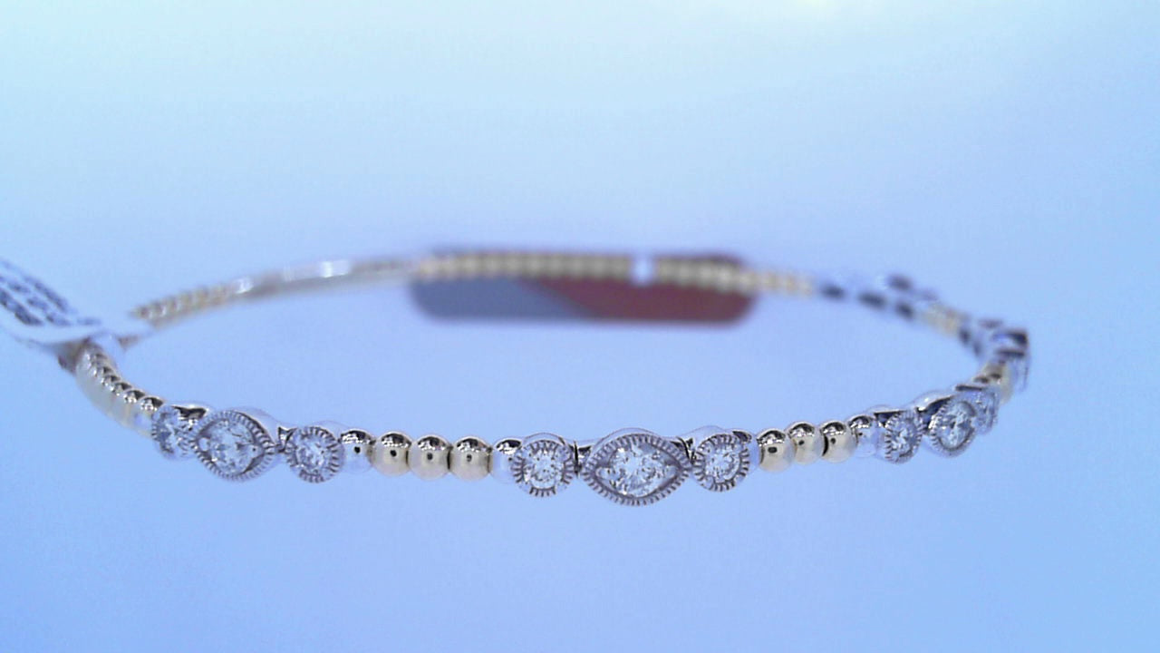 Diamond Tennis Bangle .67cttw Round 14K Yellow and White Gold