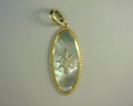 Gabriel NY 14K Yellow Gold Diamond and White Mother of Pearl Bujukan Oval Shape Medallion Pendant S1864679
