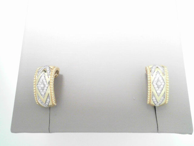 Gabriel NY 14K Yellow Gold Bujukan Diamond J Hoop Stud Earrigs .23ctw S1901971
