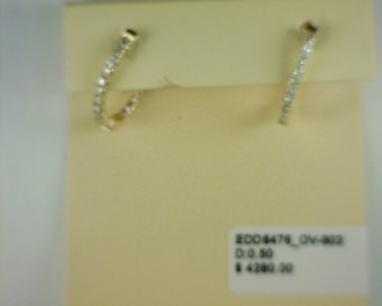 Heera Moti Diamond Hoop Earrings 14K Yellow Gold .50ctw