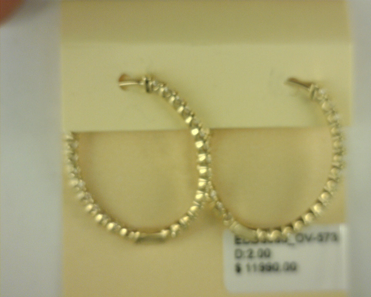 Heera Moti Diamond Hoop Earrings 14K Yellow Gold 2.0ct