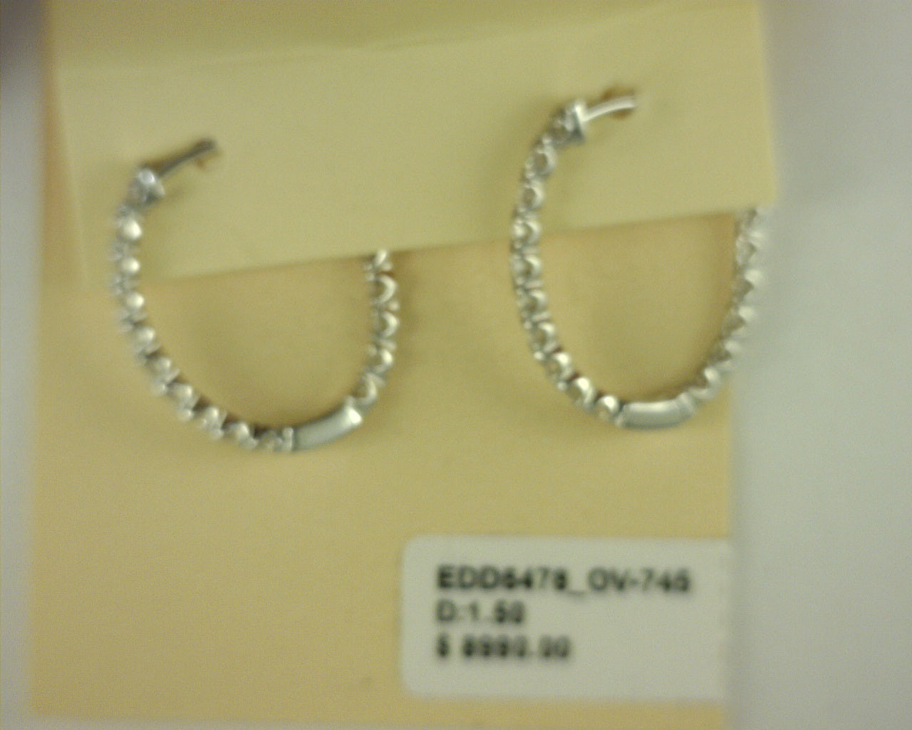 Heera Moti Diamond Hoop Earrings 14K White Gold 1.50ctw