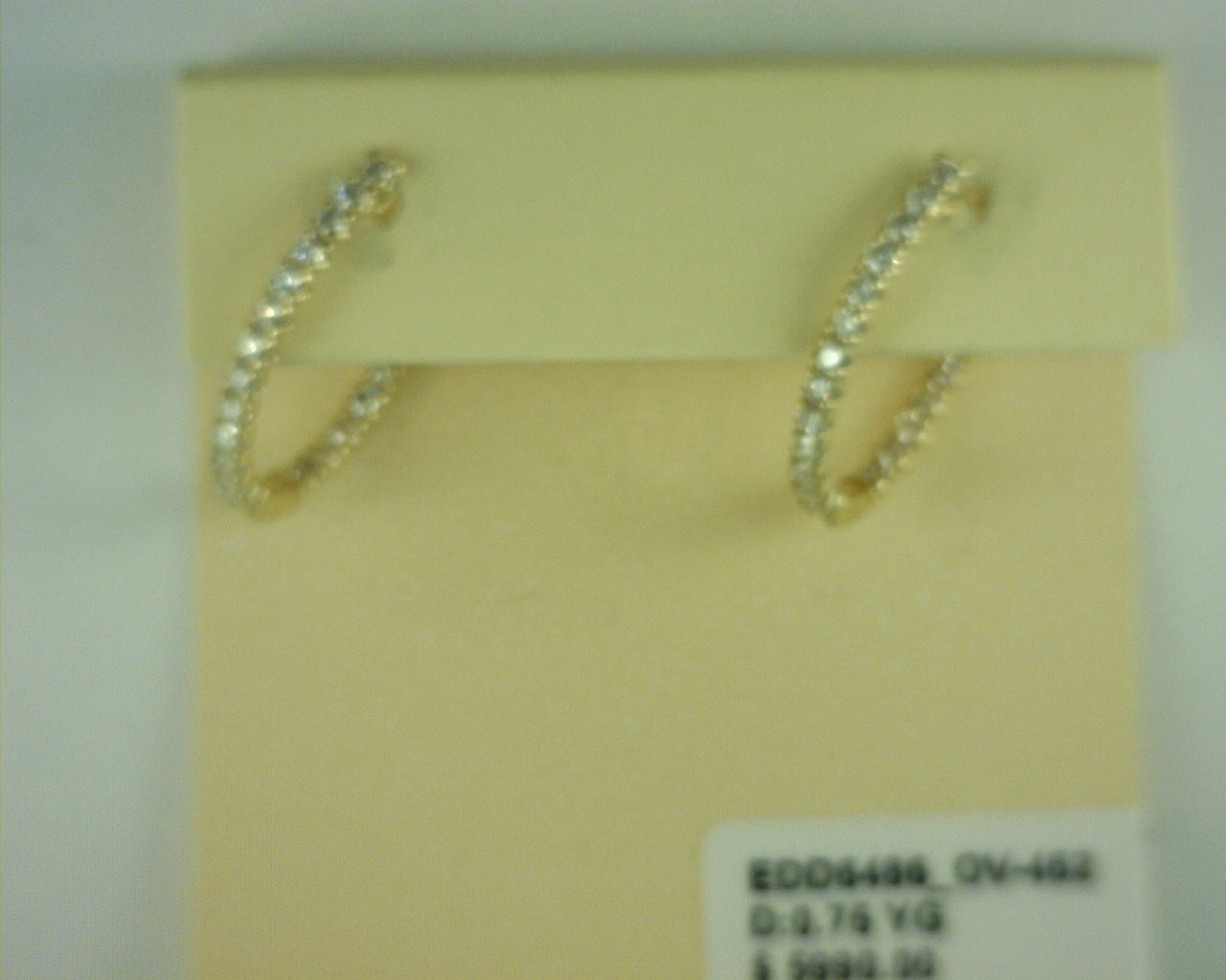 Heera Moti Diamond Hoop Earrings 14K Yellow Gold .75ct