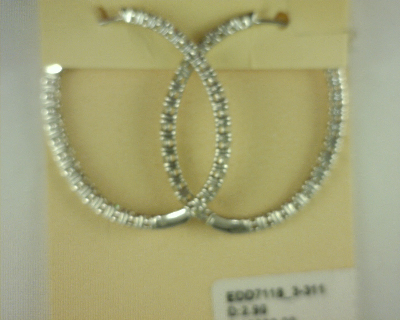 Heera Moti Diamond Hoop Earrings 14K White Gold 2.90ct
