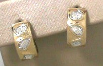 Heera Moti Diamond Hoop Earrings 14K Yellow Gold .77ctBaguette, .168ctOval, .168ct Pear