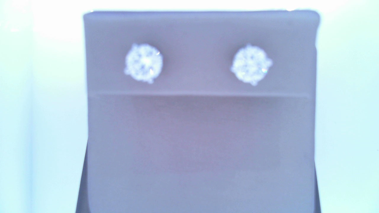 Diamond Stud Earrings 3.0cttw Round 14K White Gold