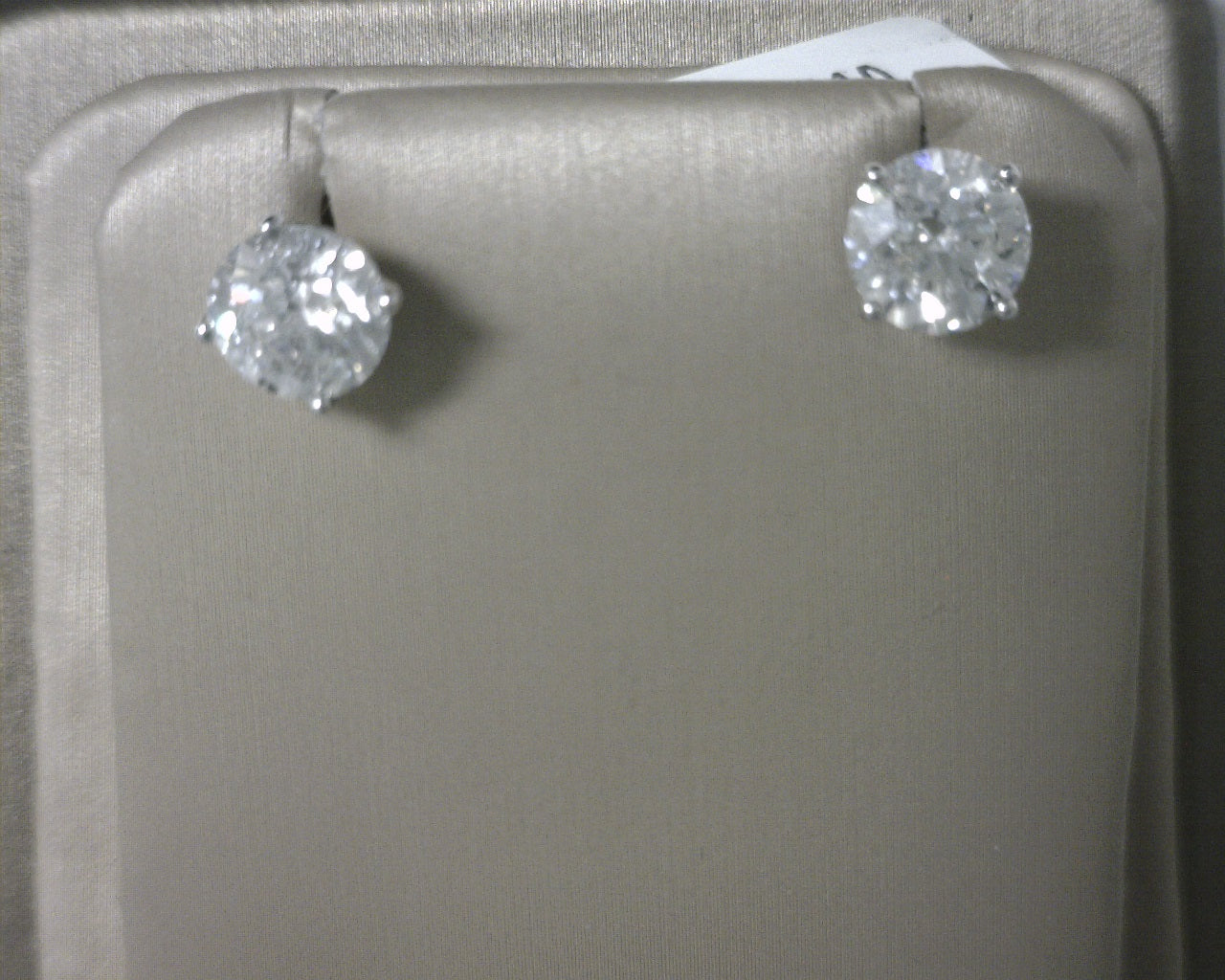 Diamond Stud Earrings 4.10ct 14K White Gold