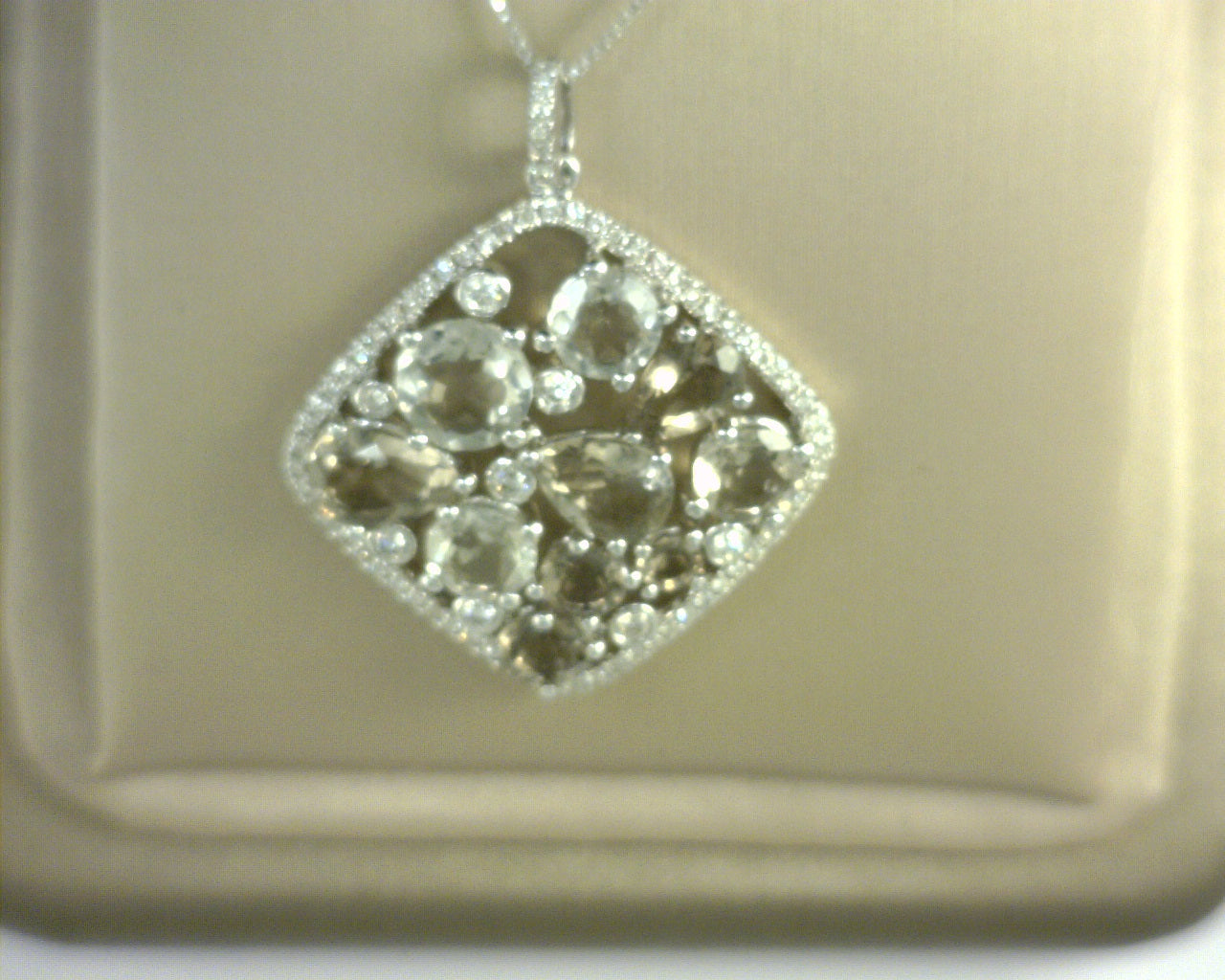 Smoky Quartz Pendant 14K White Gold