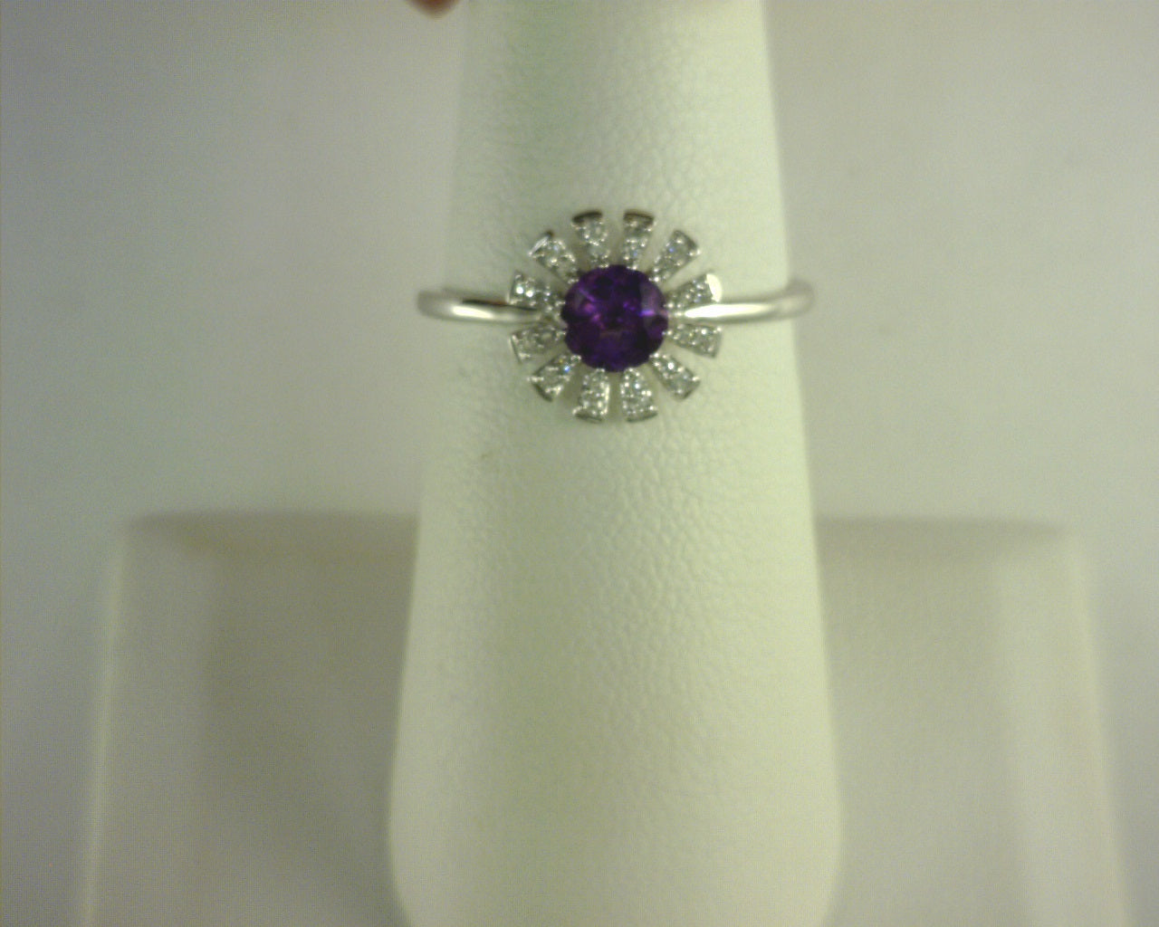 Diamond and Amethyst Ring 10K White Gold