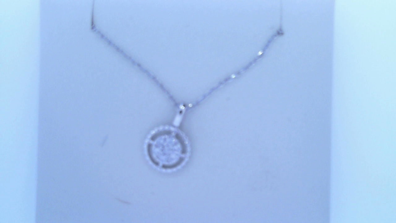 Diamond Circle Pendant .10cttw Round 14K White Gold