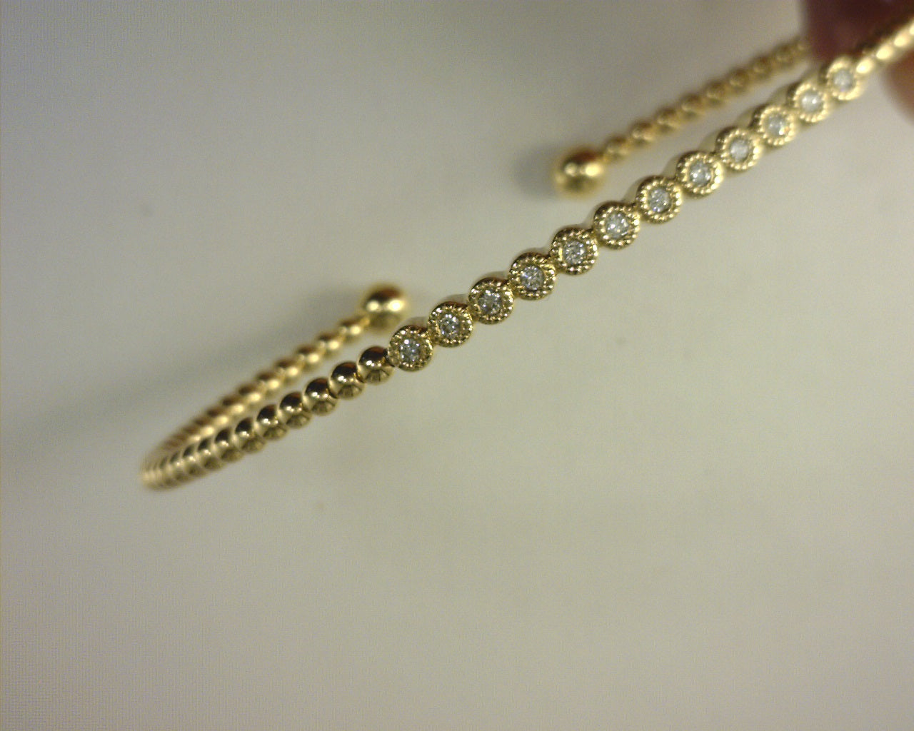 Gabriel NY 14K Yellow Gold Bujukan Bead Diamond Bangle .14ctw #S1874200