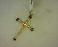 Gabriel NY 14K Yellow Gold Twisted Rope Cross Pendant Black Diamonds s2060949