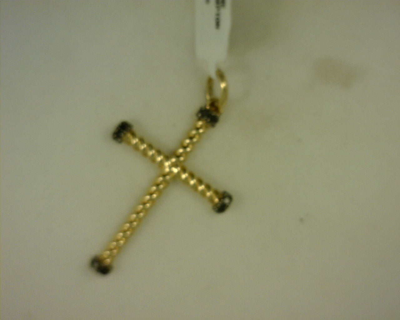 Gabriel NY 14K Yellow Gold Twisted Rope Cross Pendant Black Diamonds s2060949