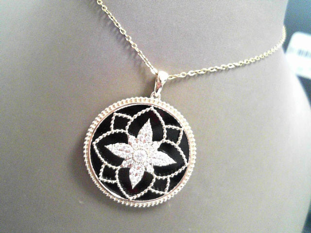 Heera Moti 14K YG Diamond .47 ctw and Onyx Pendant 5.58 Necklace