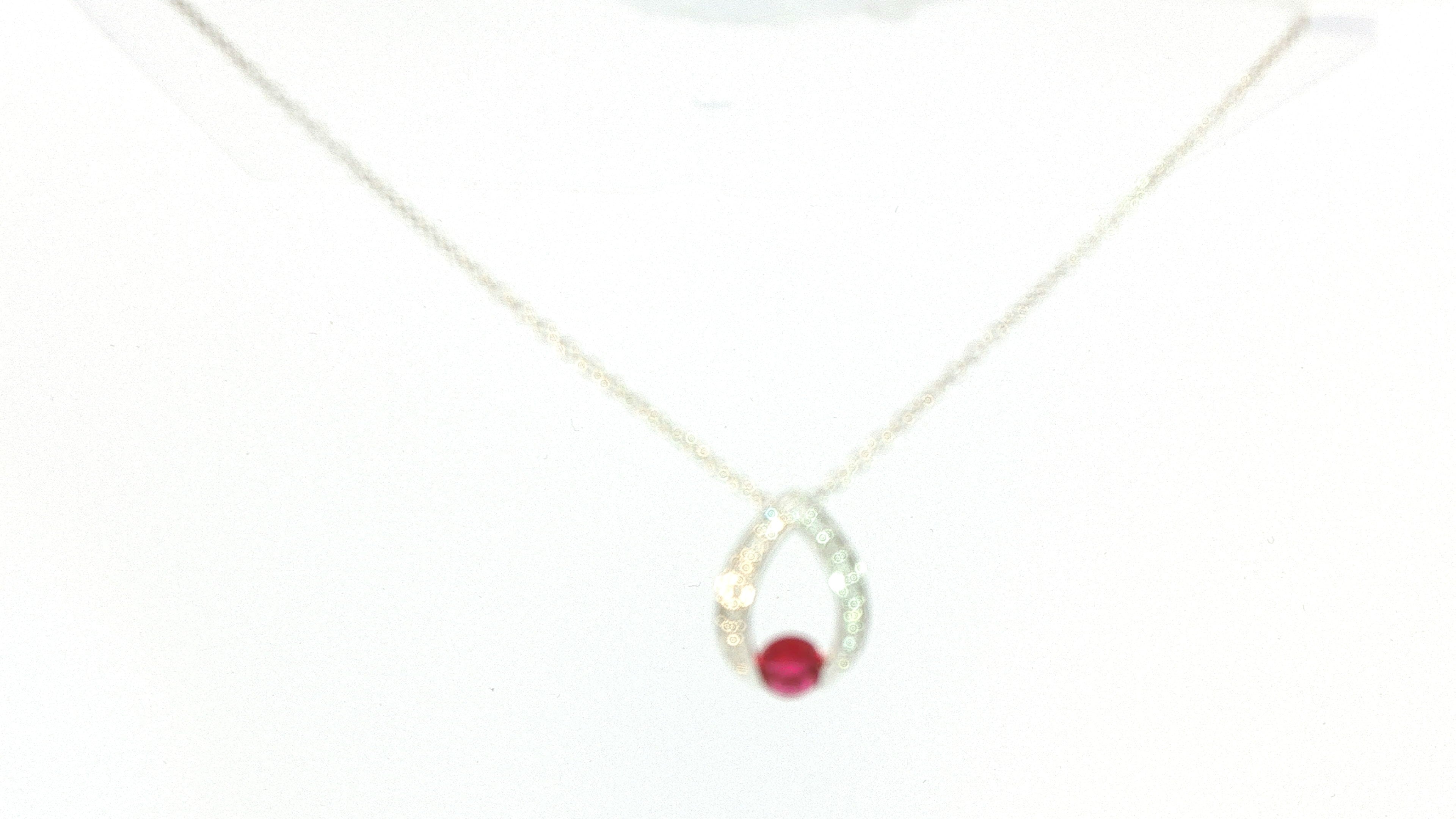 Diamond/Ruby Pendant 14K White Gold