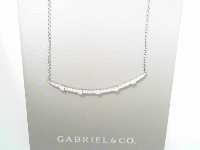 Gabriel NY 14K White Gold Diamond Bar Necklace .30ctw S1777419