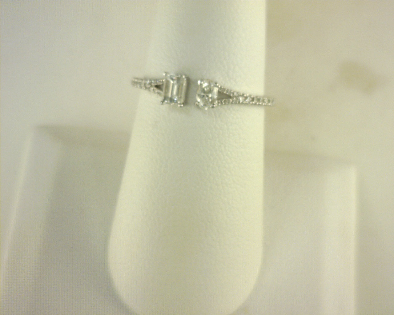Diamond Fashion Ring .48cttw 14K White <br>Bag .224ct Round .117ct  Oval .14ct