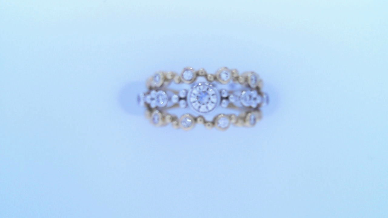 Diamond Fashion Ring .50cttw Round 14K White and Yellow Gold<br>Center .27ct<br>Round .23