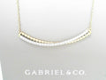 Gabriel NY 14K Yellow-White Gold Bujukan and Diamond Curved Bar Necklace .30ctw S1883833