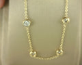 Heera Moti Diamond Bezel Station Necklace 14K Yellow Gold 2.0ct