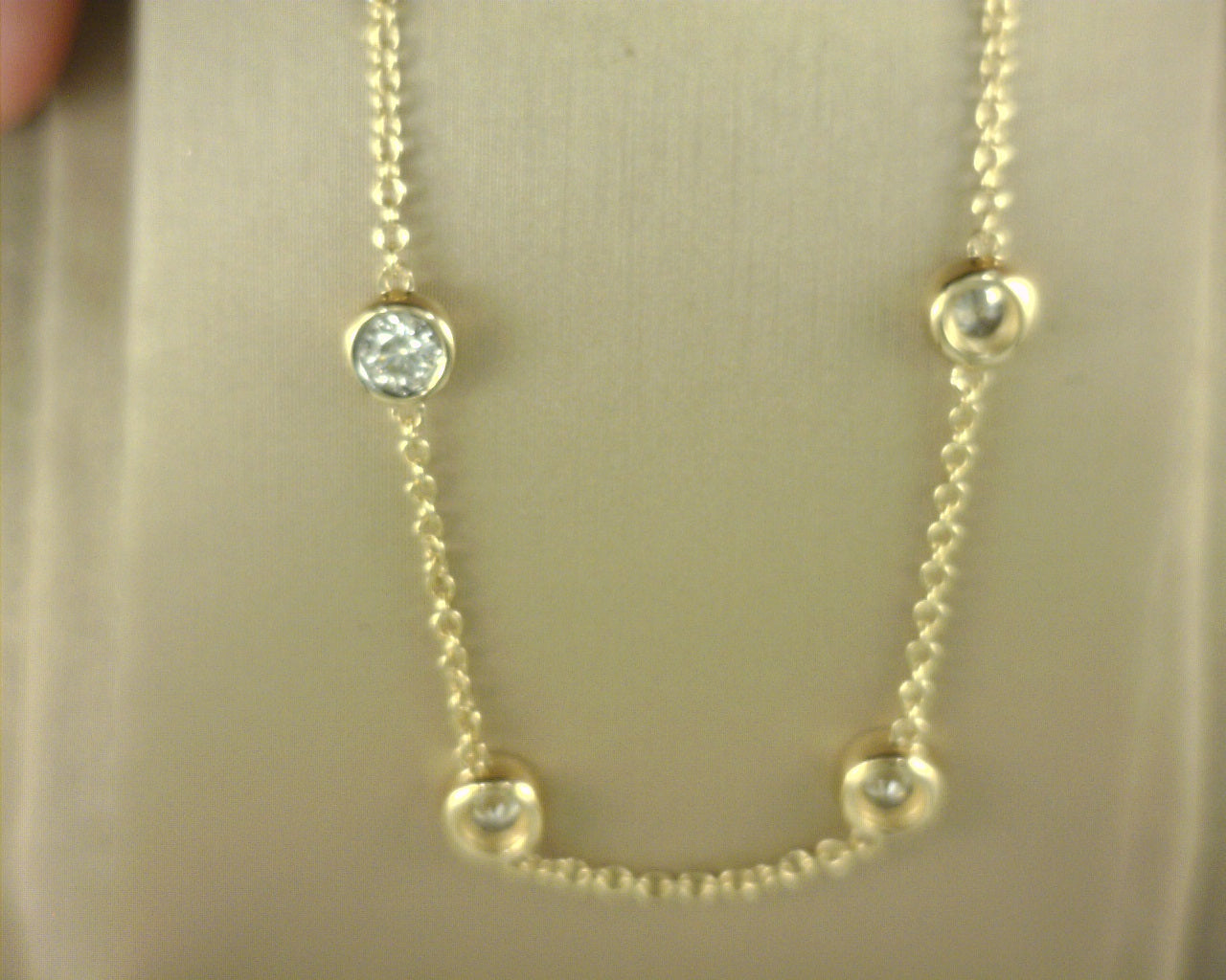 Heera Moti Diamond Bezel Station Necklace 14K Yellow Gold 2.0ct