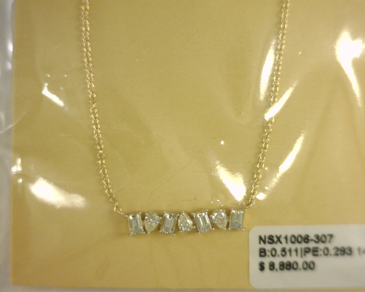 Heera Moti Diamond Necklace .80ct 14K Yellow Gold