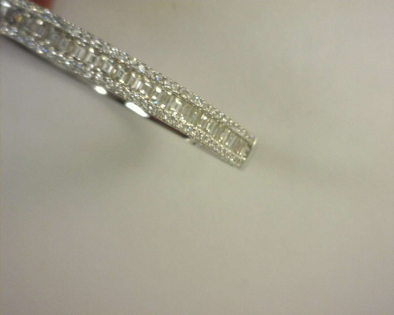 Diamond Bangle Bracelet 1.70ct Baguettes, .847ct Round 14K White Gold