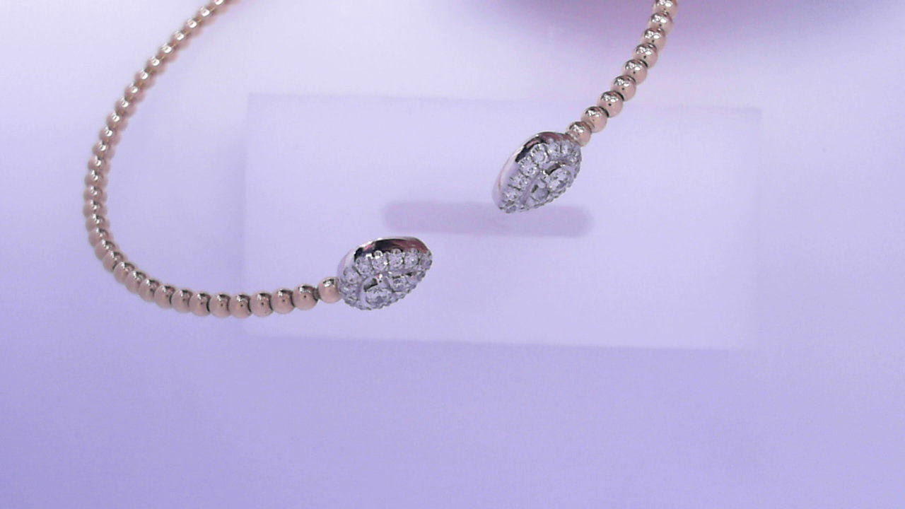 Gabriel NY 14K White and Yellow Gold Diamond Pear Shape Bujukan Bangle .32ctw #S1761315