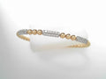 Gabriel NY 14K White and Yellow Gold Diamond .50ctw Pave Three Station Bar Bujukan Beads Split Bangle Bracelet S1777427