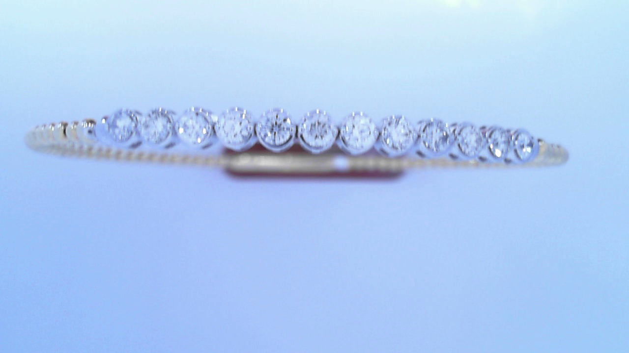 Diamond Tennis Bangle 1.06cttw Round 14K Yellow Gold