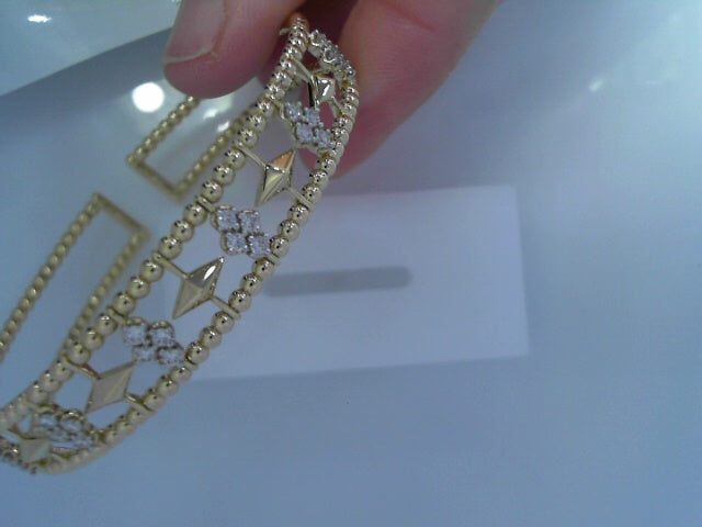 Gabriel NY 14K Yellow Gold Bujukan Diamond Cluster and Gold Pyramid Cuff Bangle .62ct S1305150