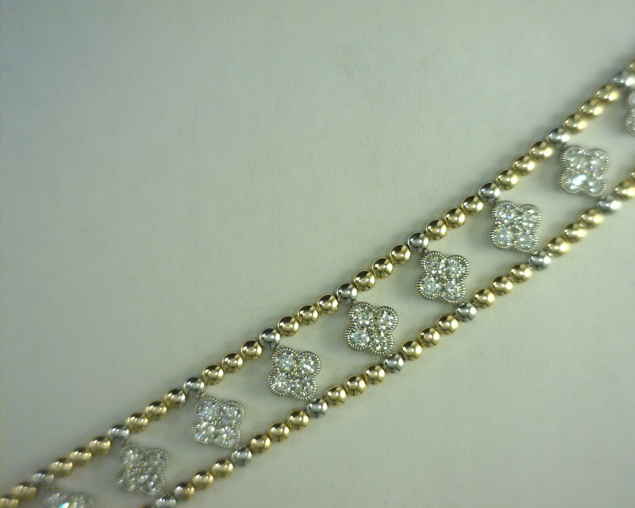 Heera Moti Diamond Two Tone Bracelet 2.69ctw 14K Yellow-White Gold
