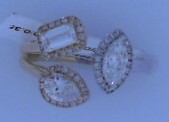14 KARAT 2 TONE 3 STONE DIAMOND RING .82 ctw