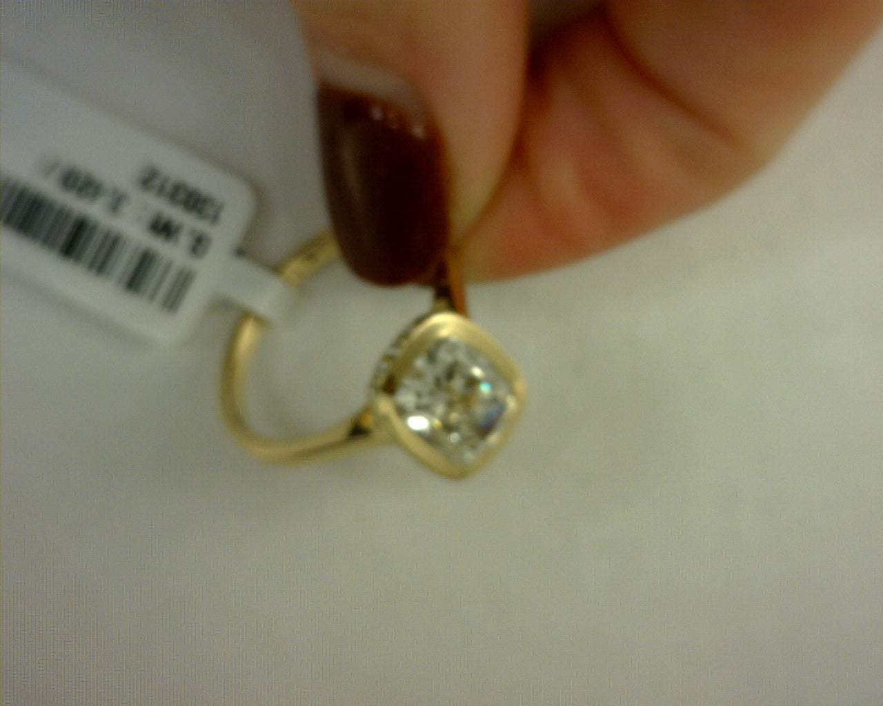 14KT YELLOW GOLD LAB 2.51CTS RADIANT BEZEL SET WITH UNDER HALO DIAMONDS
