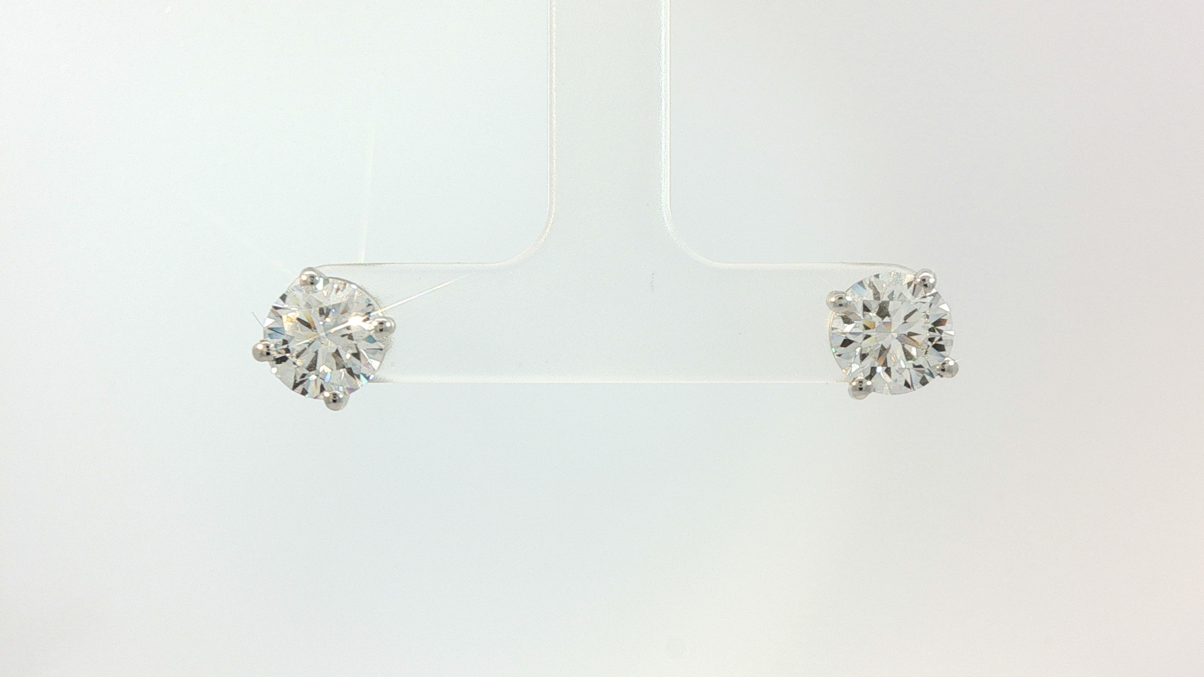 LAB DIAMOND STUDS 3.00CT 14KT WHITE GOLD<br>LAB221125-12/LAB221125-08