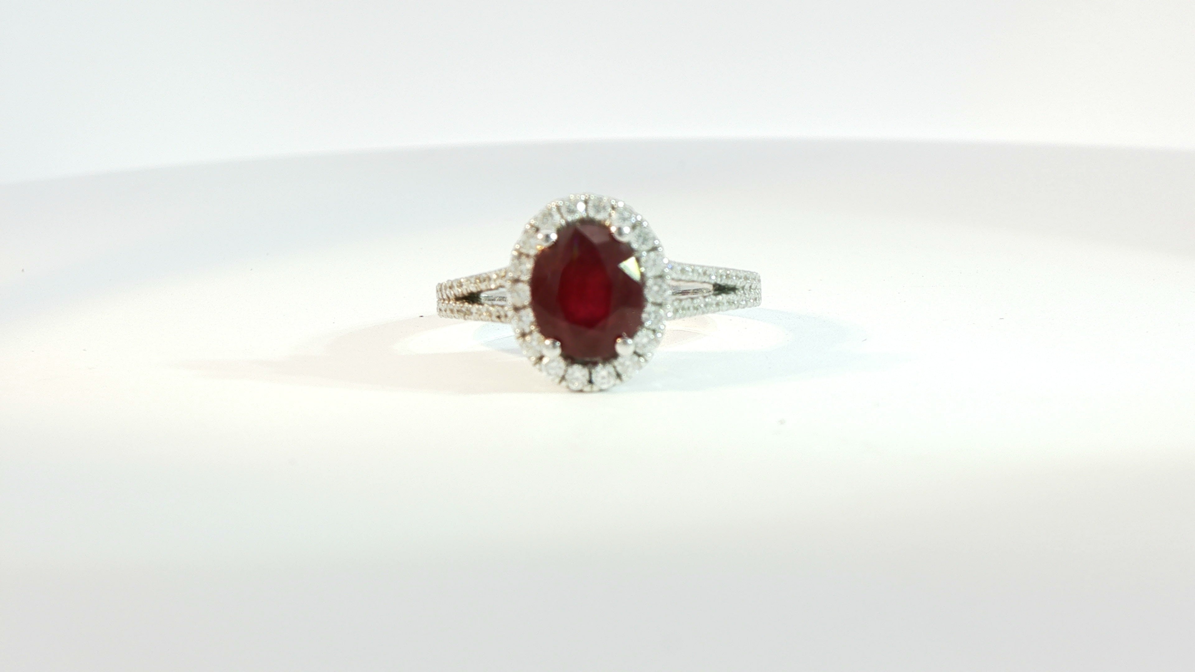 Diamond and Ruby Ring .38cts Diamonds, 1.56ct Ruby 18K White Gold