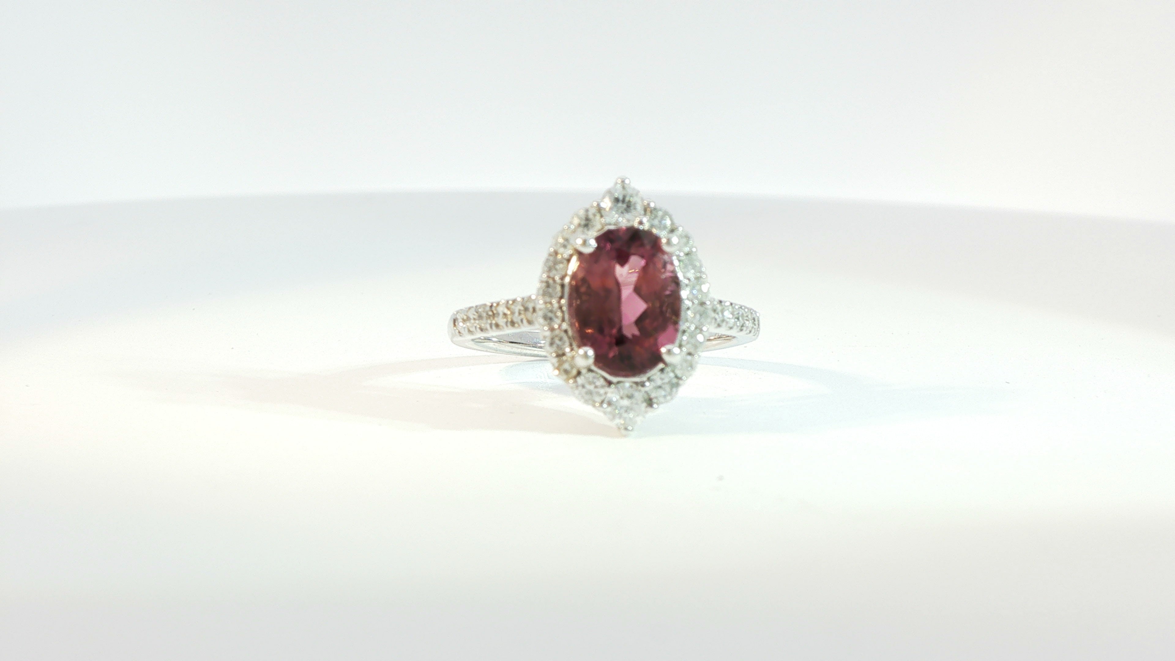 Diamond and Pink Tourmaline Ring .50cts Diamonds, 1.35ct Pink Tourmaline 14K White Gold