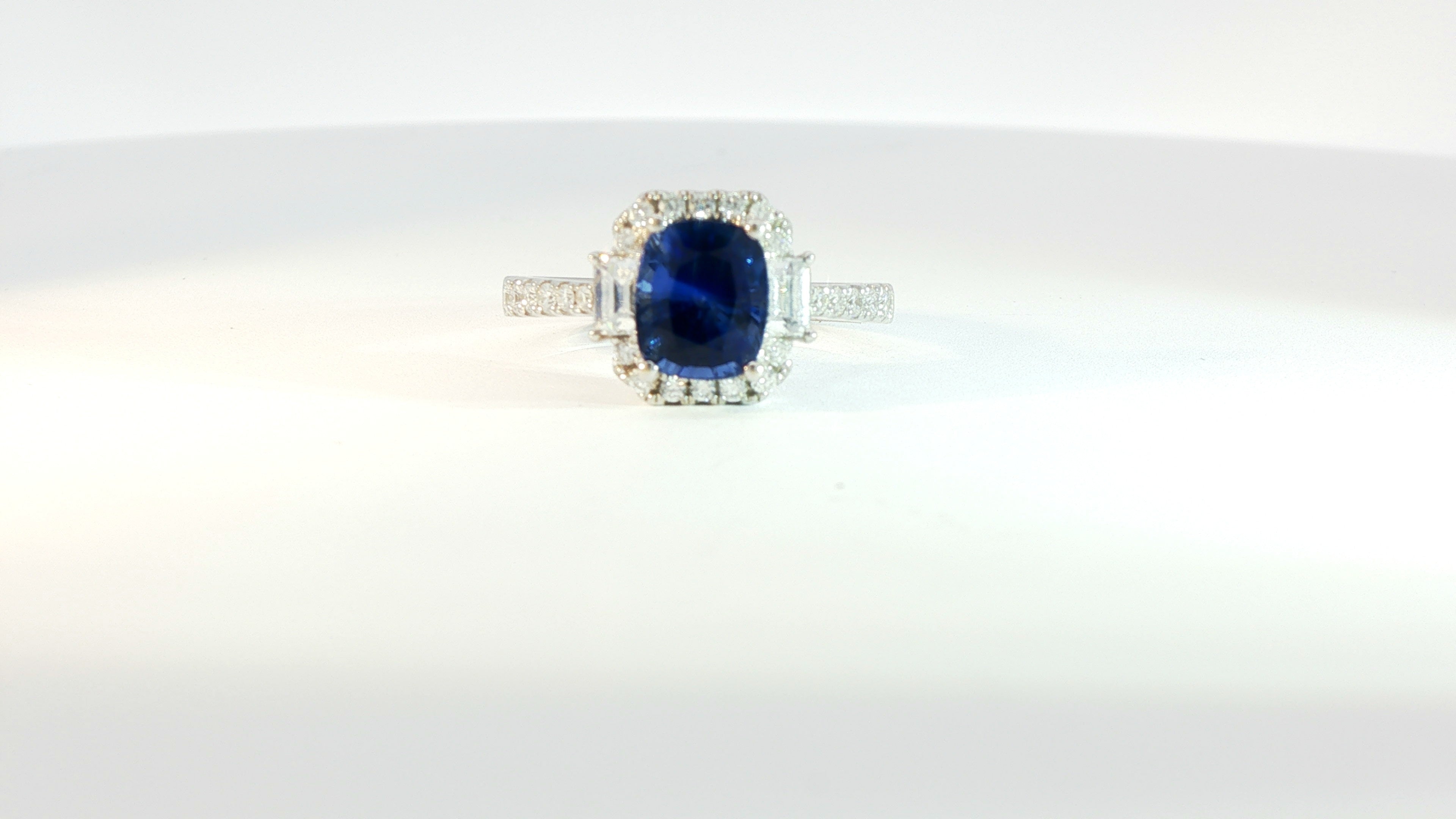 Diamond and Sapphire Ring .58cts Diamonds, 1.89ct Sapphire 18K White Gold