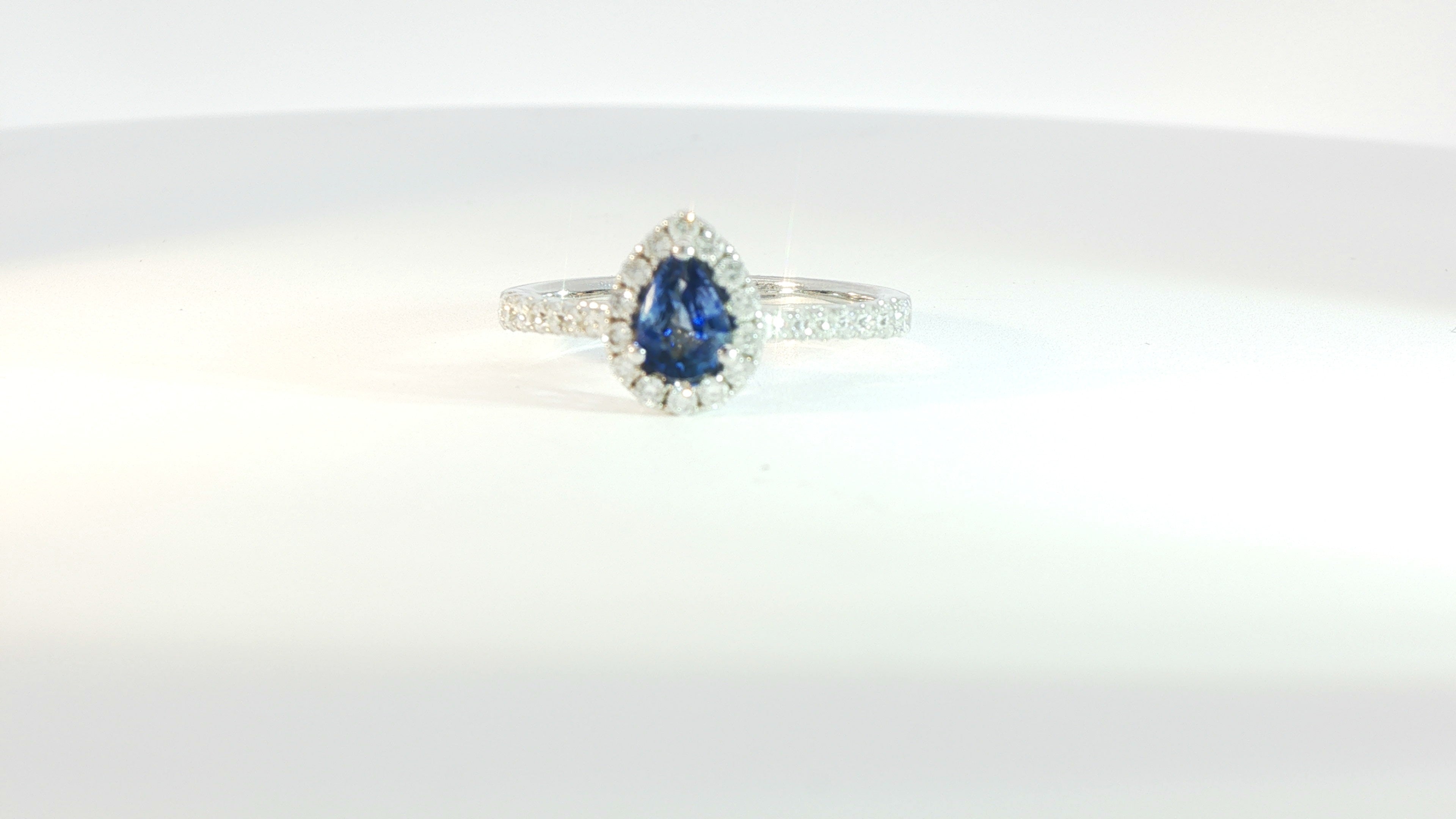 Diamond and Sapphire Ring .40cts Diamonds .50ct Sapphire 14K White Gold