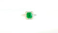 Diamond and Emerald Ring 1.09cts Emerald, .60cts Diamonds 18K White Gold