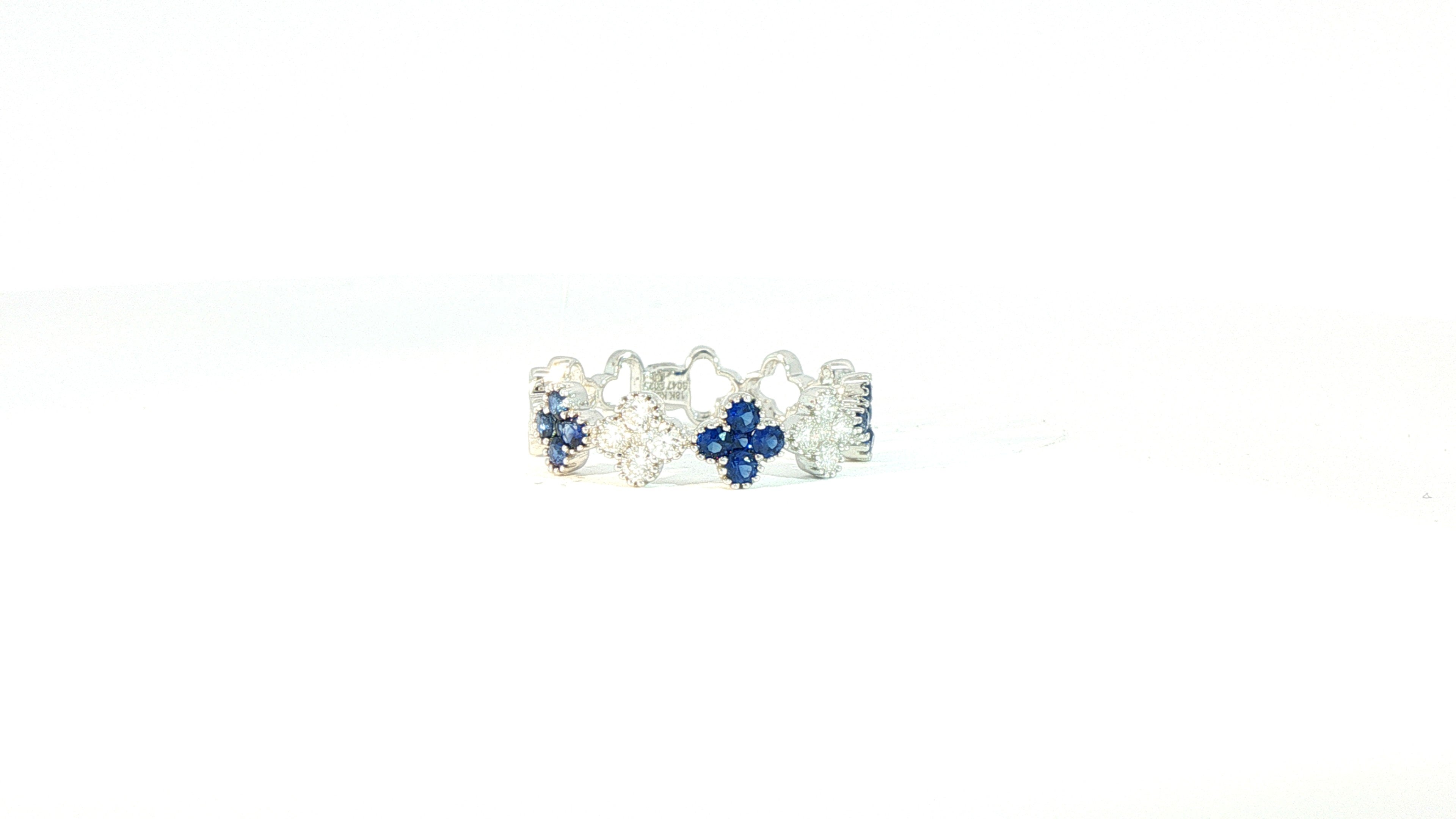 Diamond and Sapphire Ring .25cts Diamonds, .47cts Sapphires 18K White Gold