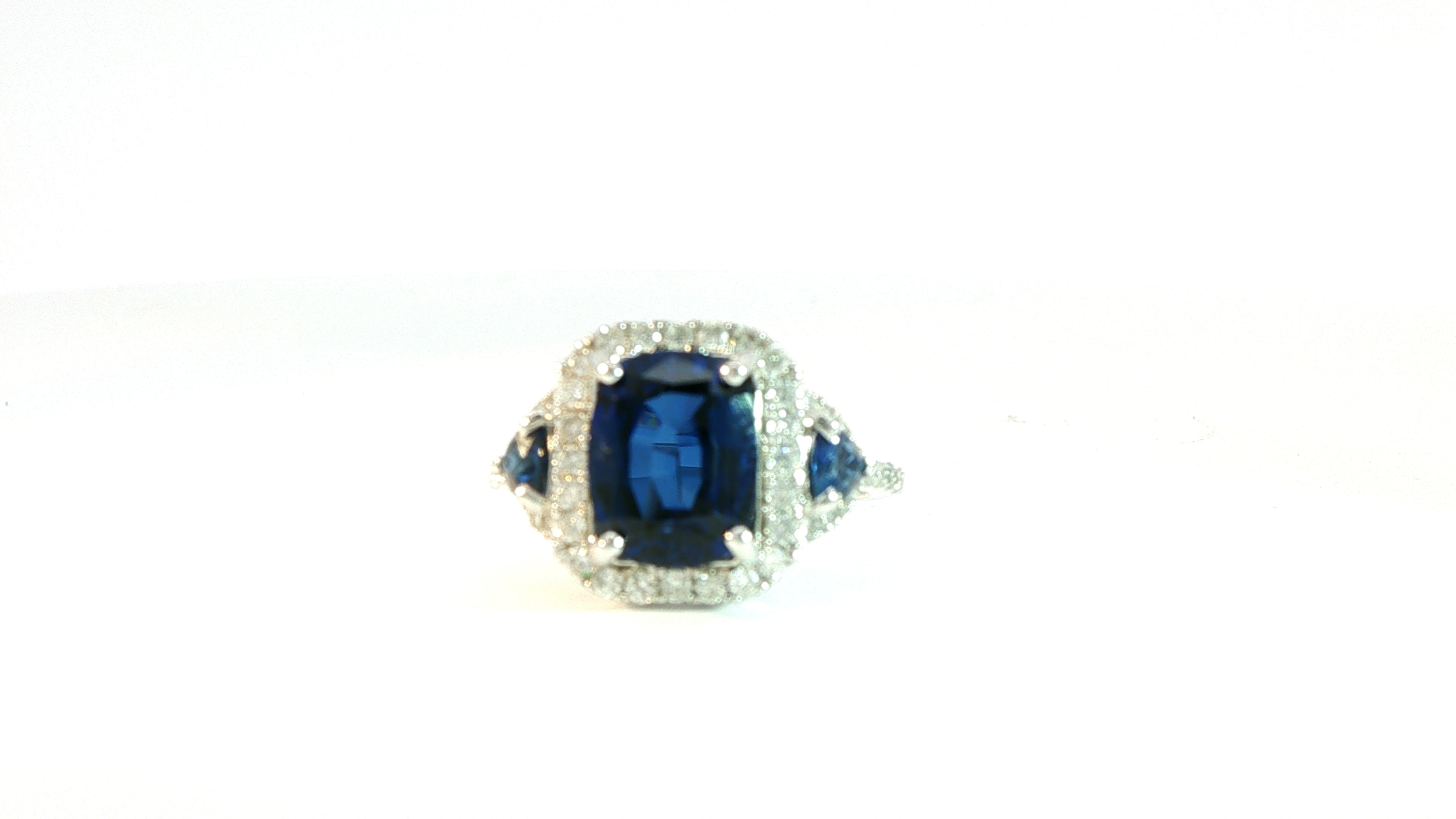 Diamond and Sapphire Ring .50cts Diamonds, 3.25cts Sapphires 14K White Gold