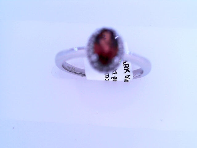Diamond and Garnet Birthstone Ring 10K White Gold