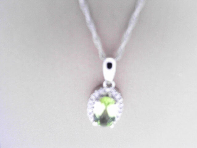 Diamond and Birthstone Pendant 10K White Gold