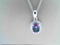 Diamond and Birthstone Pendant 10K White Gold