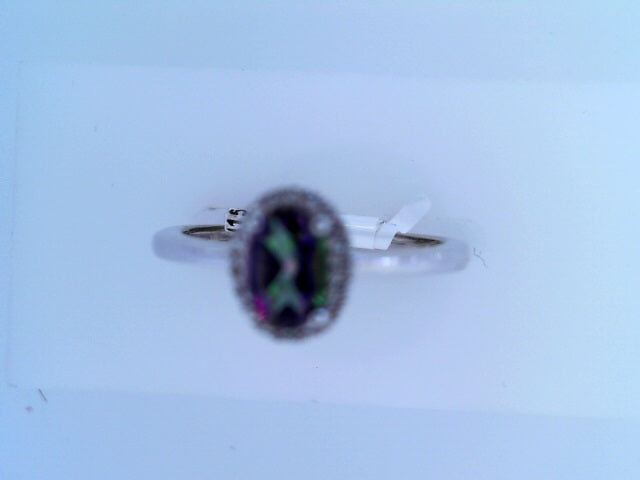 Diamond and  Birthstone Ring 10K White Gold